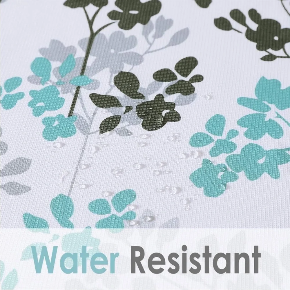 Teal Grey Floral Shower Curtain 70x72 – Water Resistant – New